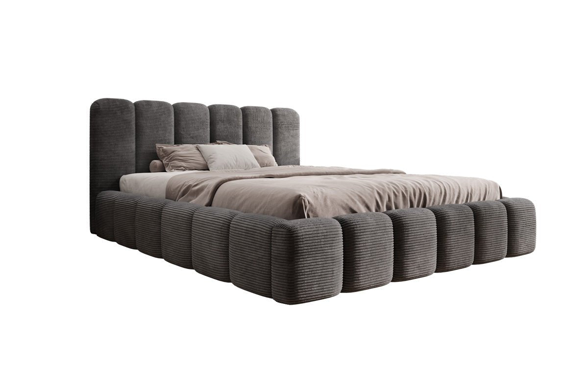 Designer Polsterbett Tevara in Cord mit Stauraum