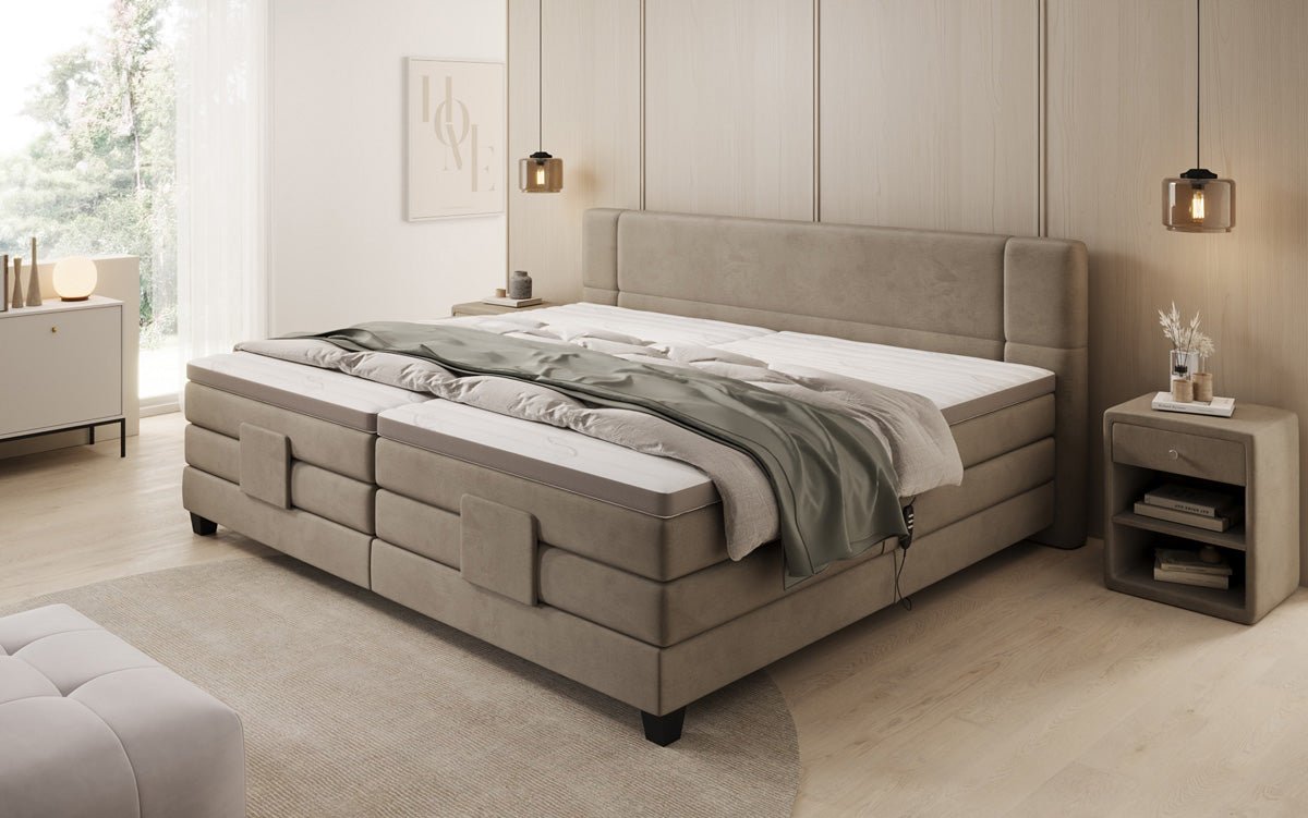 Familien Boxspringbett Noela 220/240x200 elektrisch verstellbar in Samt