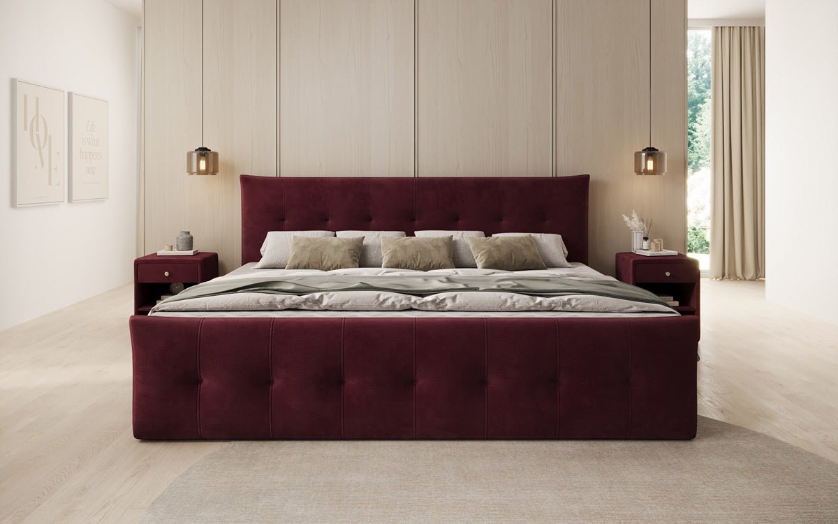 Familien Boxspringbett Valenza – 220/240x200 mit Stauraum in Samt