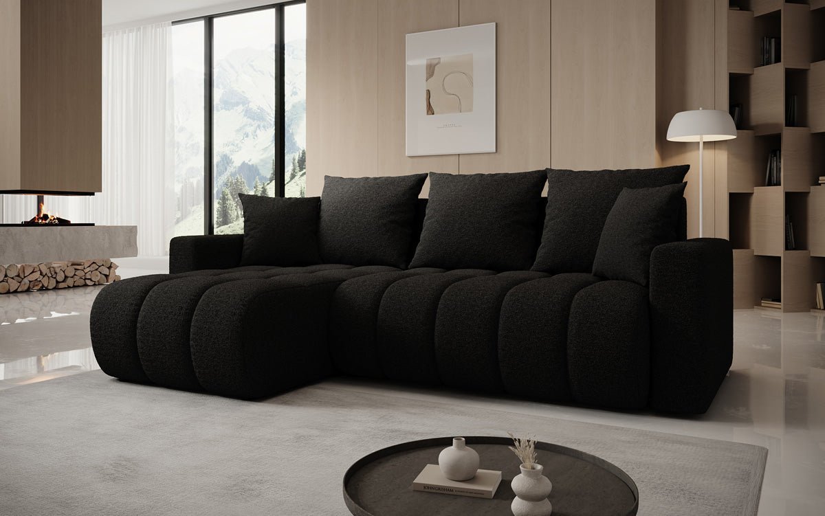 Designer Sofa Giulio L mit Schlaf- und Klappfunktion in Bouclé
