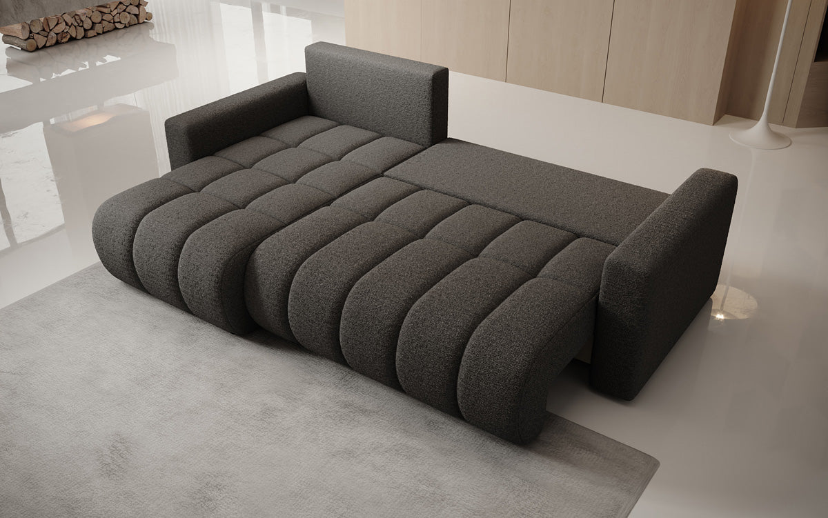 Designer Sofa Giulio L mit Schlaf- und Klappfunktion in Bouclé