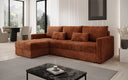Designer Ecksofa Roma in Cord mit Schlaf- und Klappfunktion