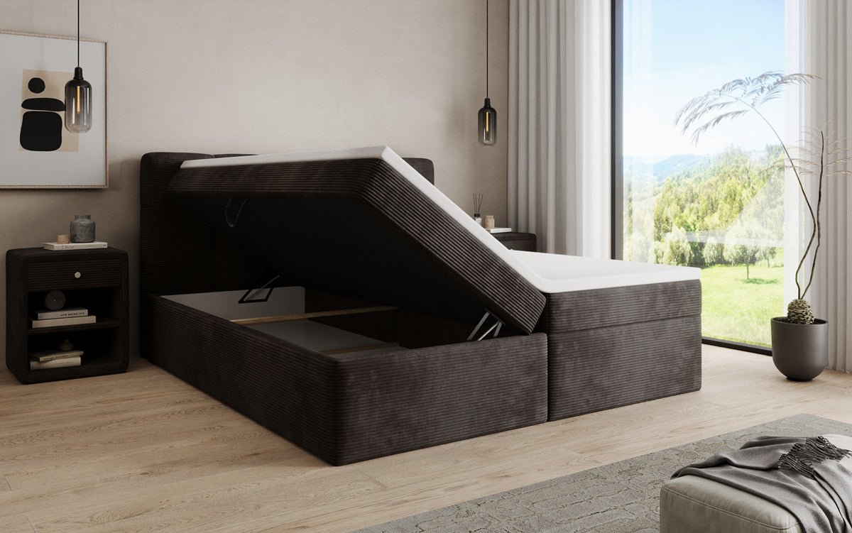 Boxspringbett Cozy II in Cord mit Stauraum