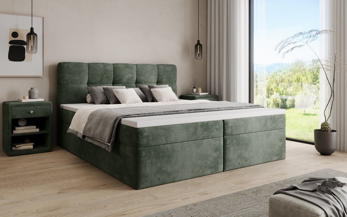 Boxspringbett Cozy II in Cord mit Stauraum