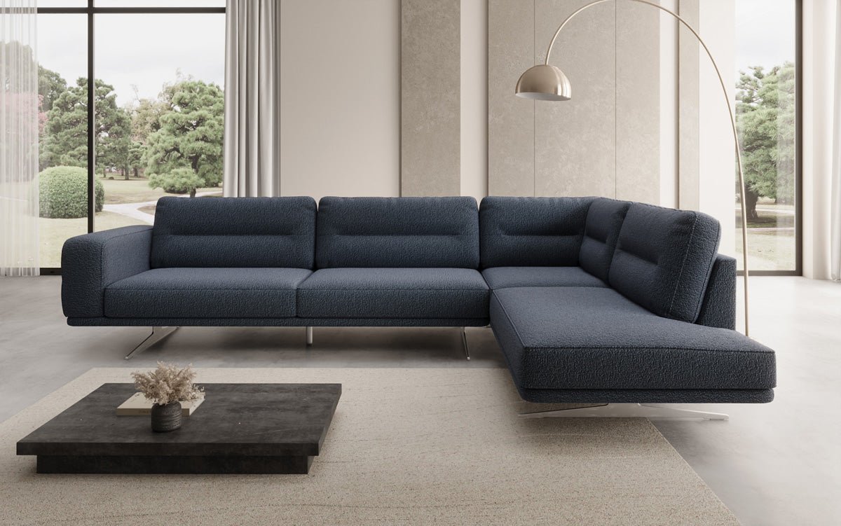 Designer L Sofa closed Torino in Bouclé
