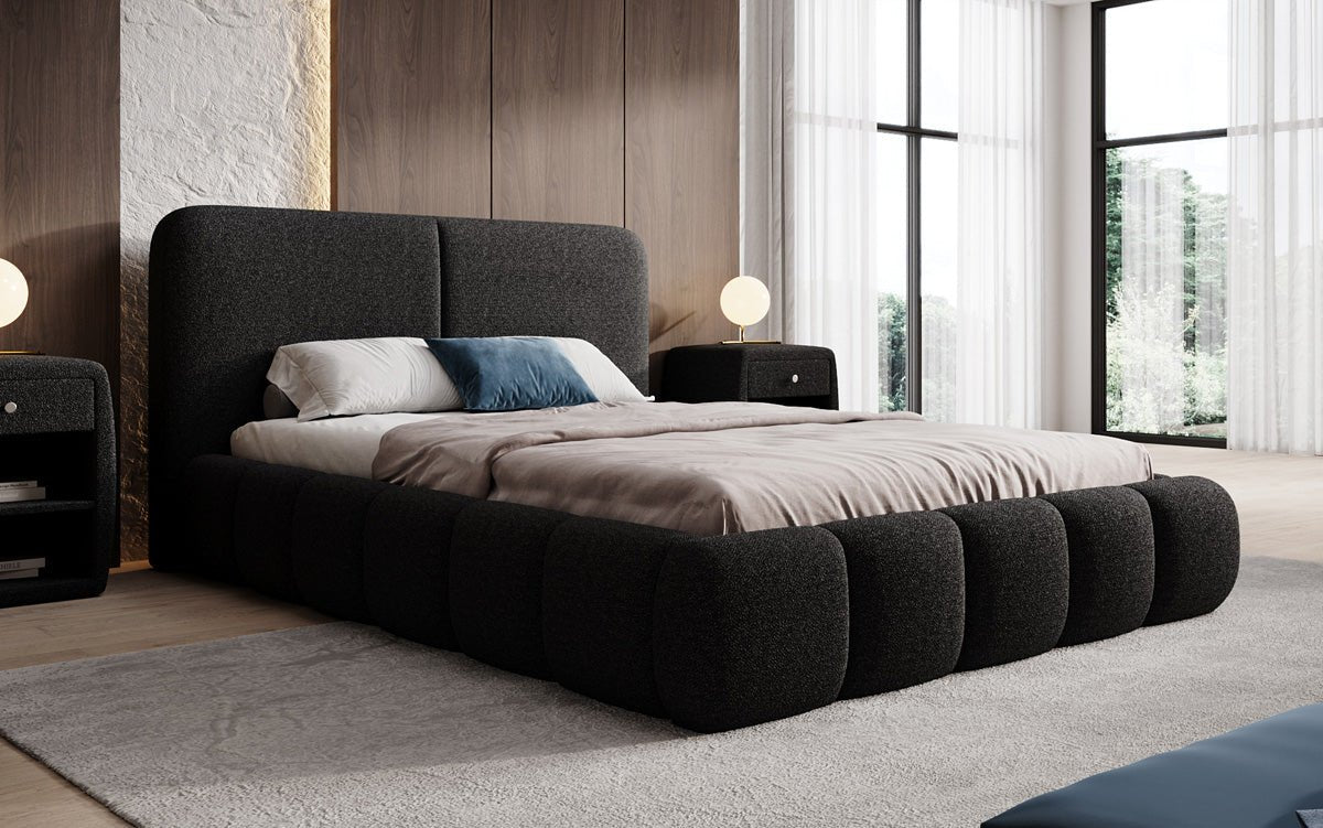 Designer Polsterbett Lolita in Bouclé mit Stauraum