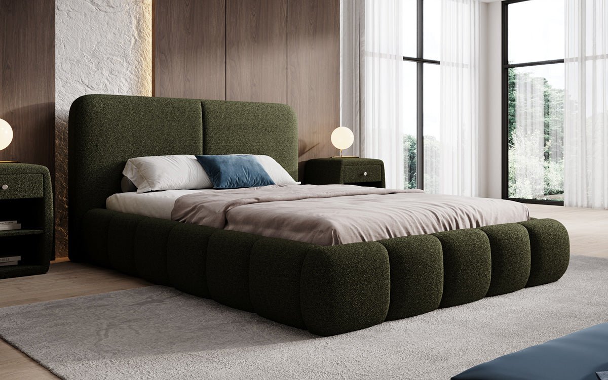 Designer Polsterbett Lolita in Bouclé mit Stauraum