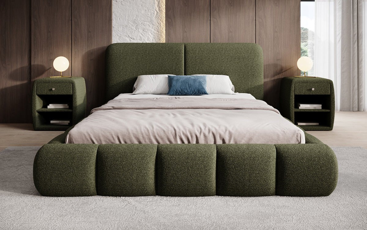 Designer Polsterbett Lolita in Bouclé mit Stauraum