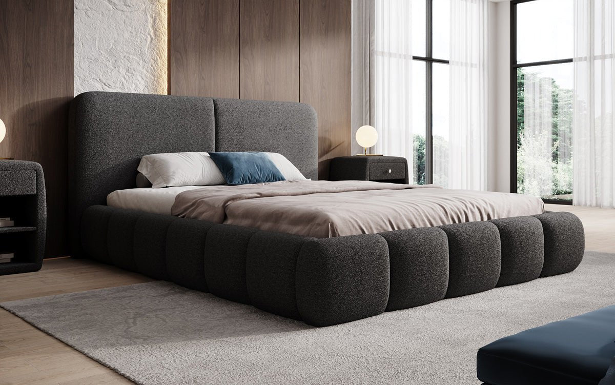 Designer Polsterbett Lolita in Bouclé mit Stauraum