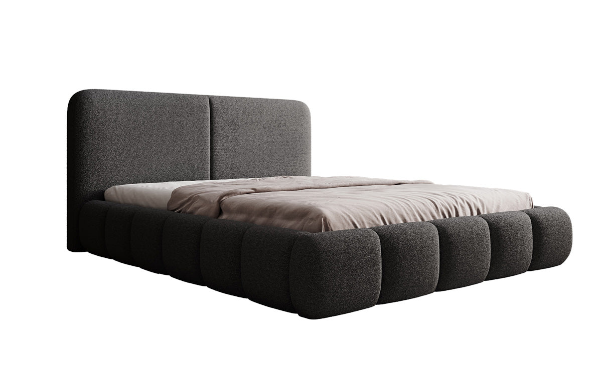 Designer Polsterbett Lolita in Bouclé mit Stauraum