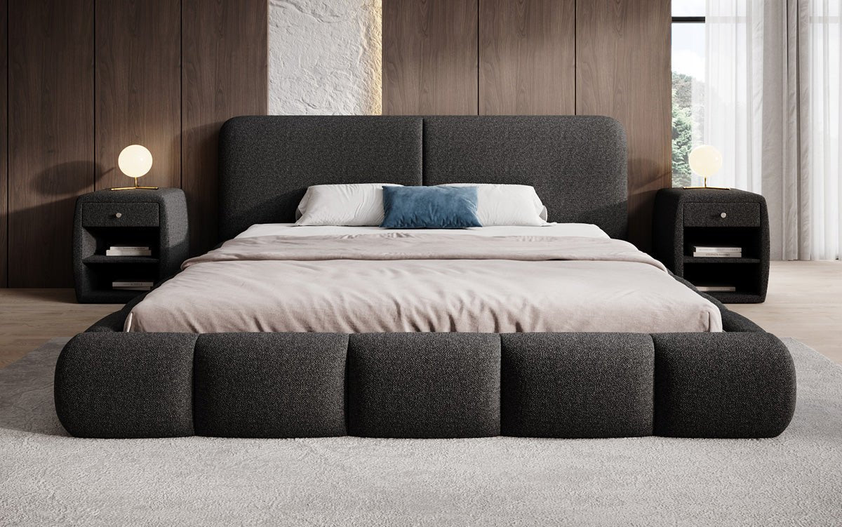 Designer Polsterbett Lolita in Bouclé mit Stauraum