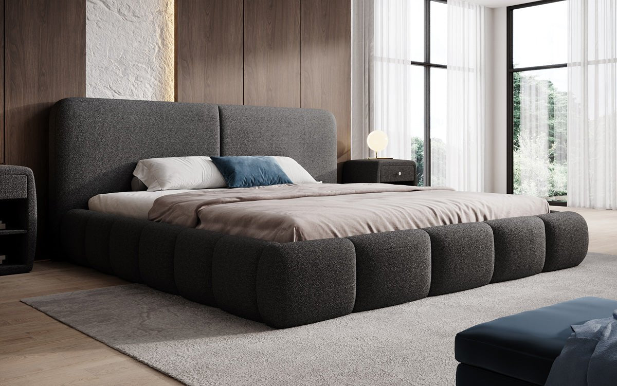 Designer Polsterbett Lolita in Bouclé mit Stauraum