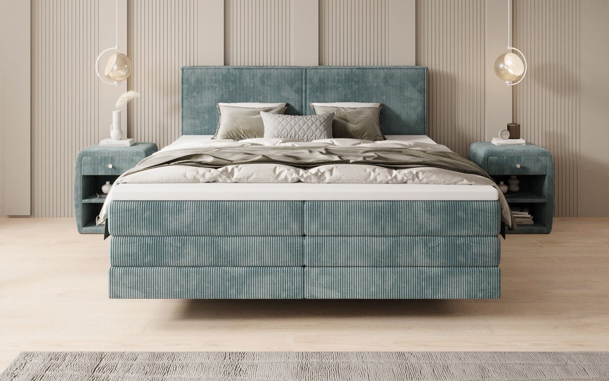Boxspringbett Elara mit Schwebeoptik in Cord