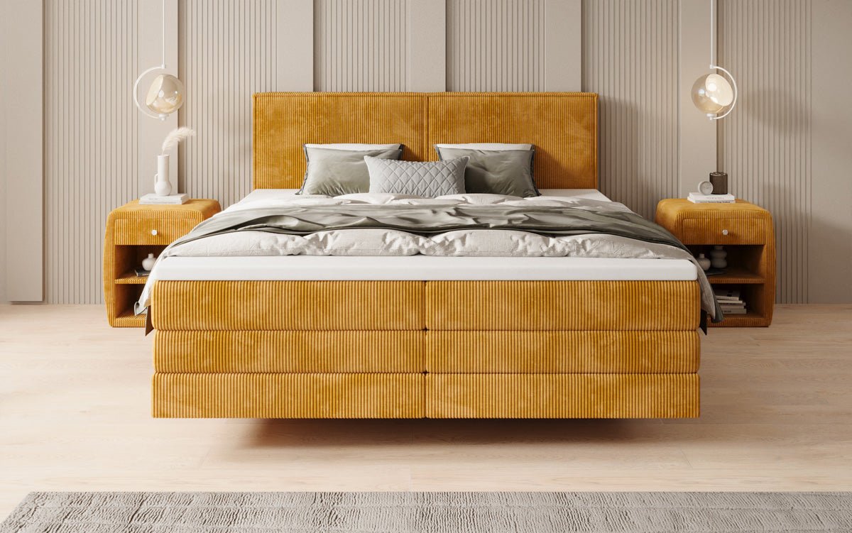 Boxspringbett Elara mit Schwebeoptik in Cord