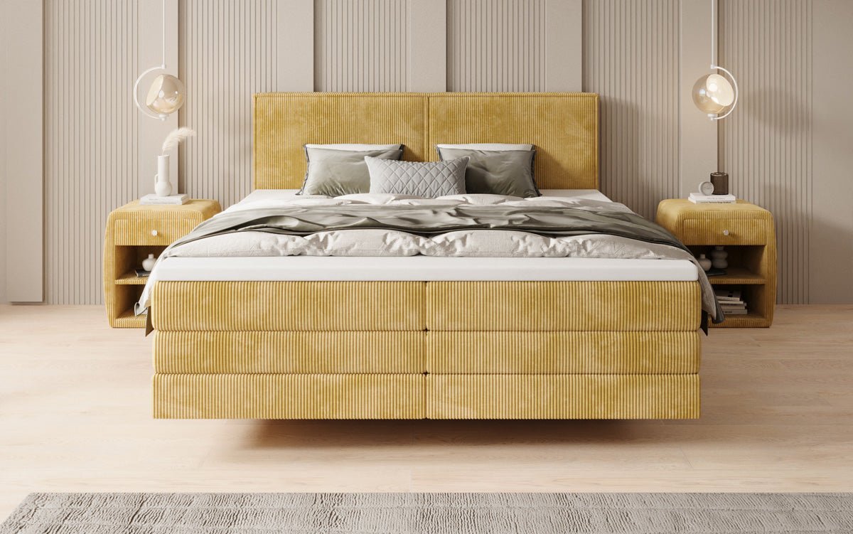 Boxspringbett Elara mit Schwebeoptik in Cord