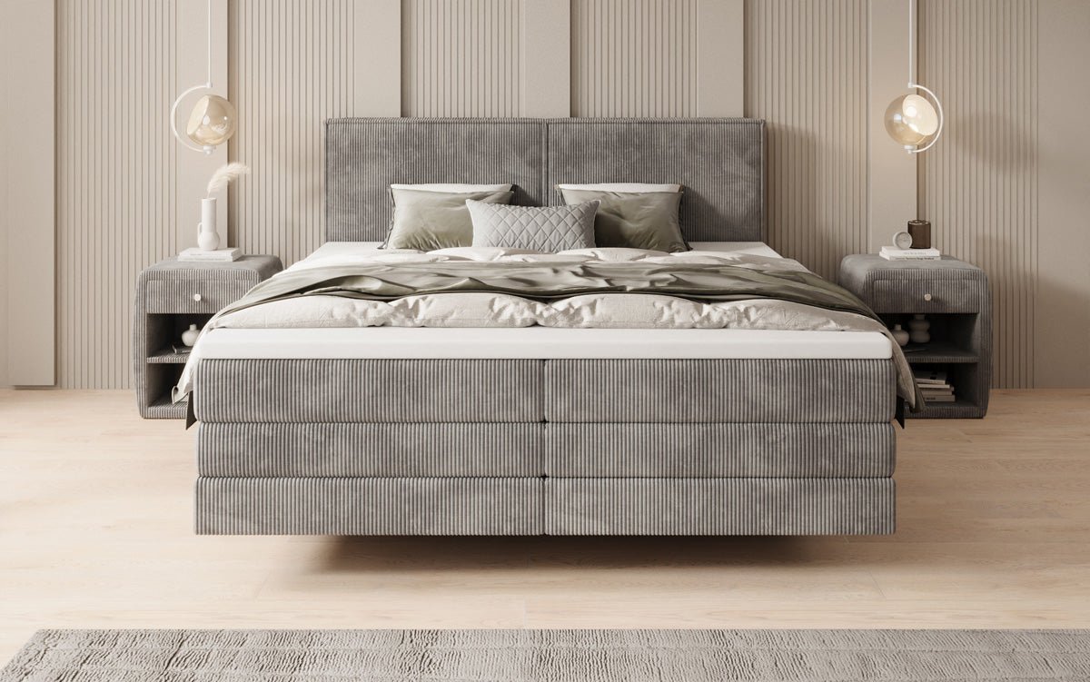 Boxspringbett Elara mit Schwebeoptik in Cord