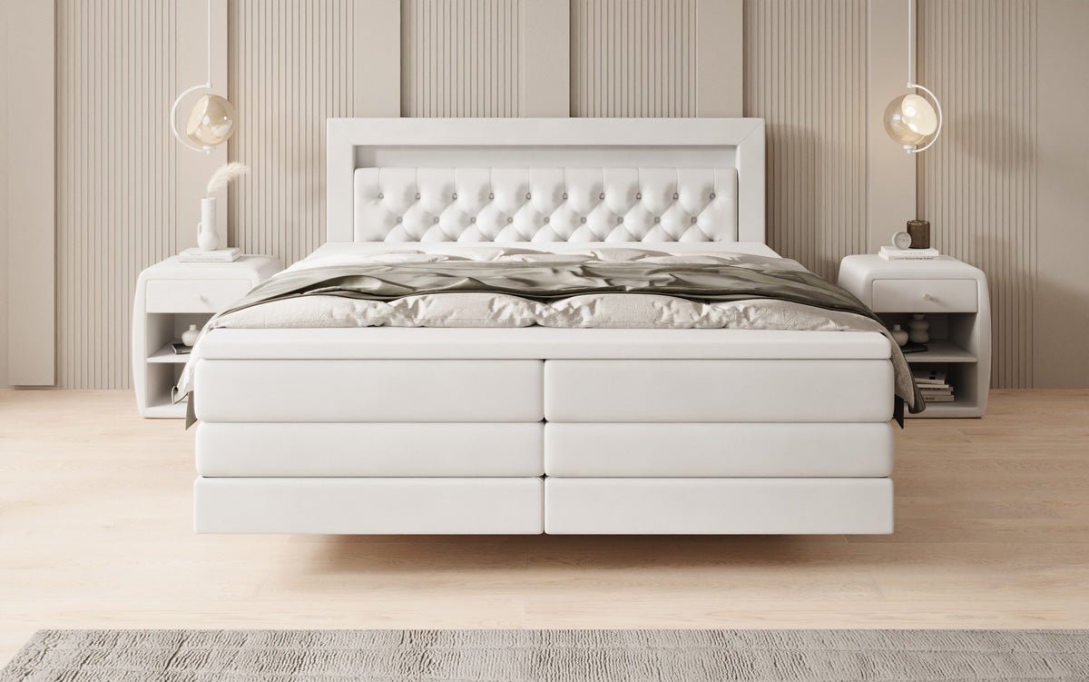 Boxspringbett Menzogna mit Schwebeoptik und LED in Samt