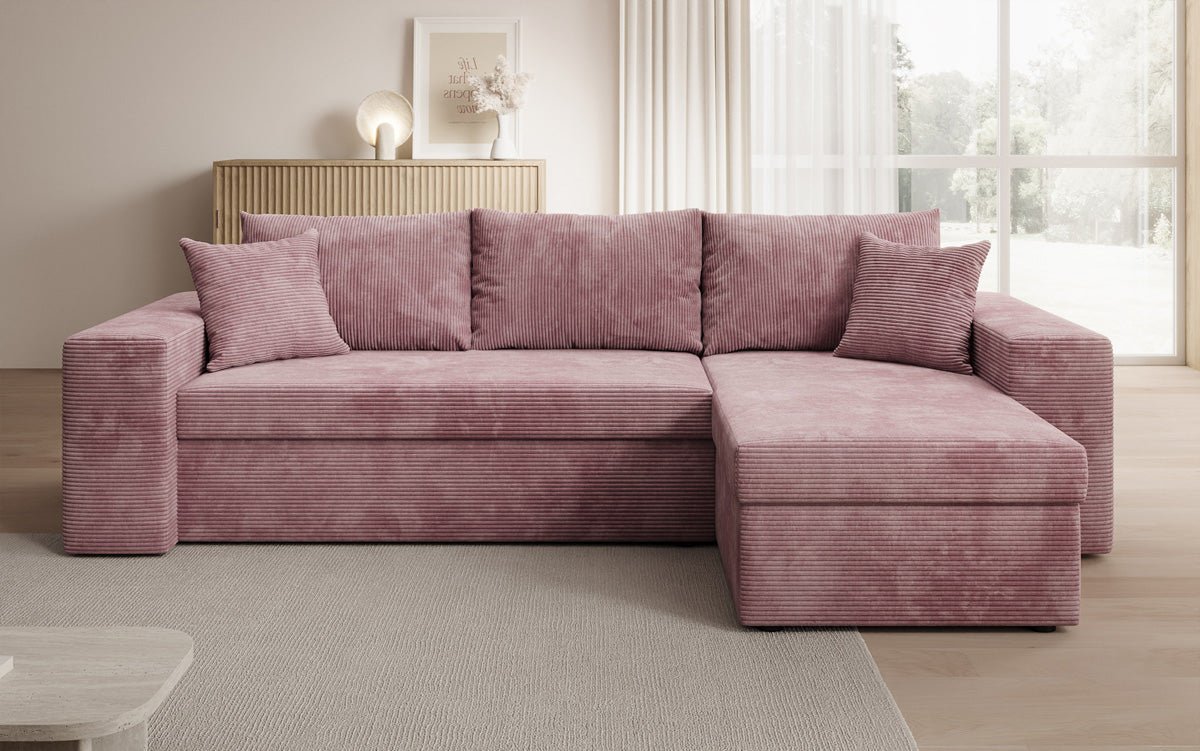 Designer Sofa Denver Cord mit Schlaf- und Klappfunktion