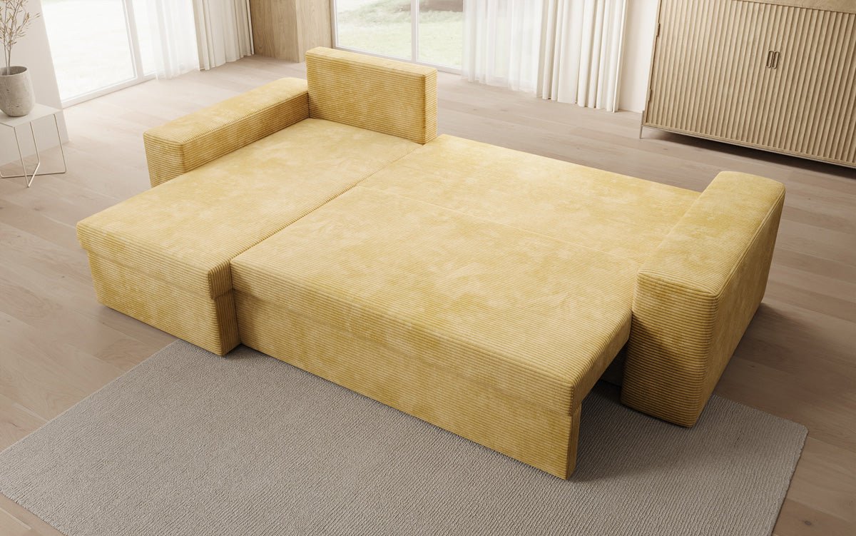 Designer Sofa Denver Cord mit Schlaf- und Klappfunktion