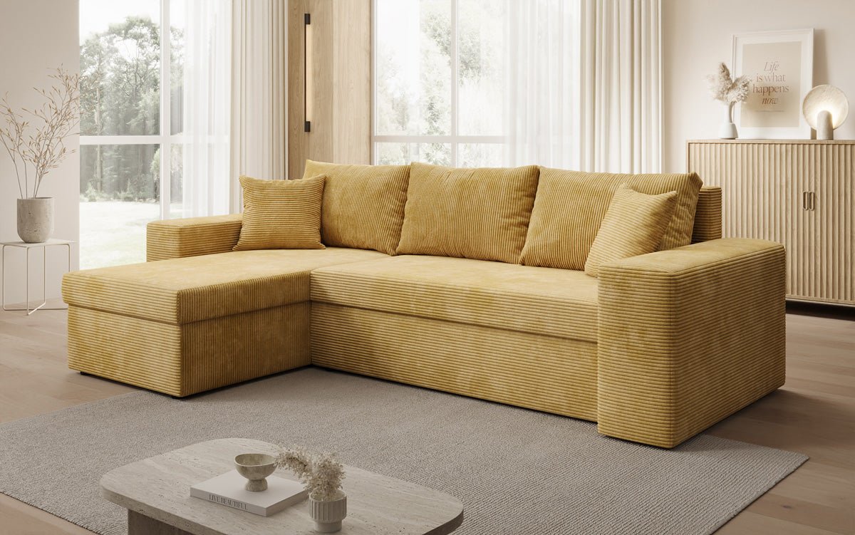 Designer Sofa Denver Cord mit Schlaf- und Klappfunktion