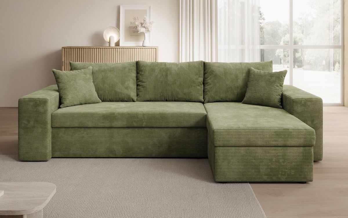 Designer Sofa Denver Cord mit Schlaf- und Klappfunktion