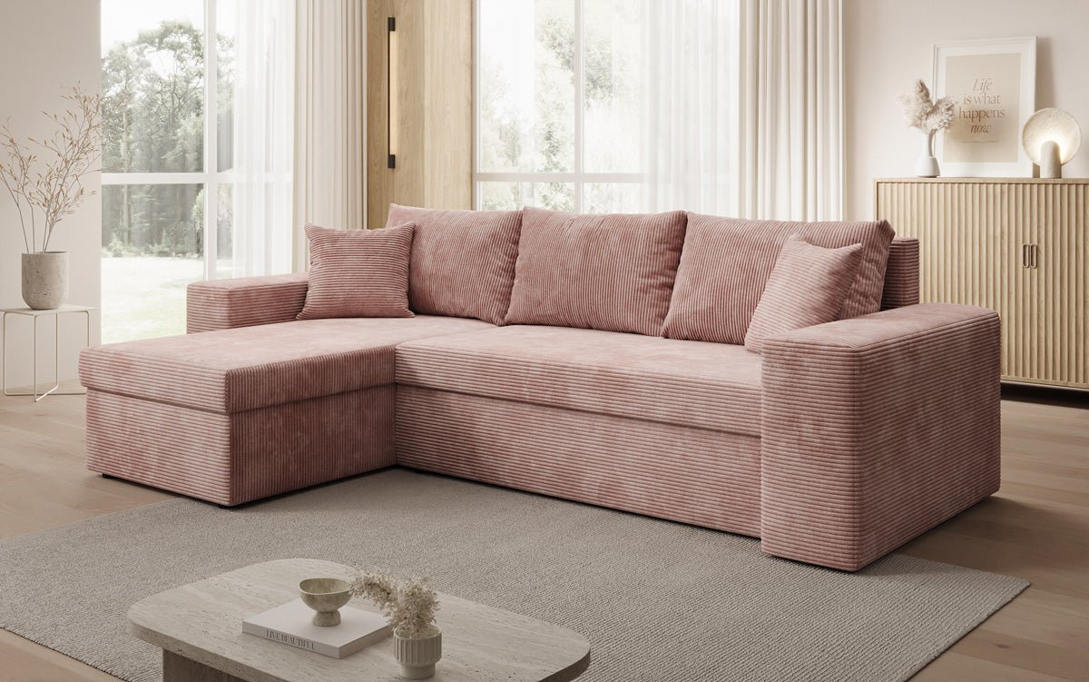 Designer Sofa Denver Cord mit Schlaf- und Klappfunktion