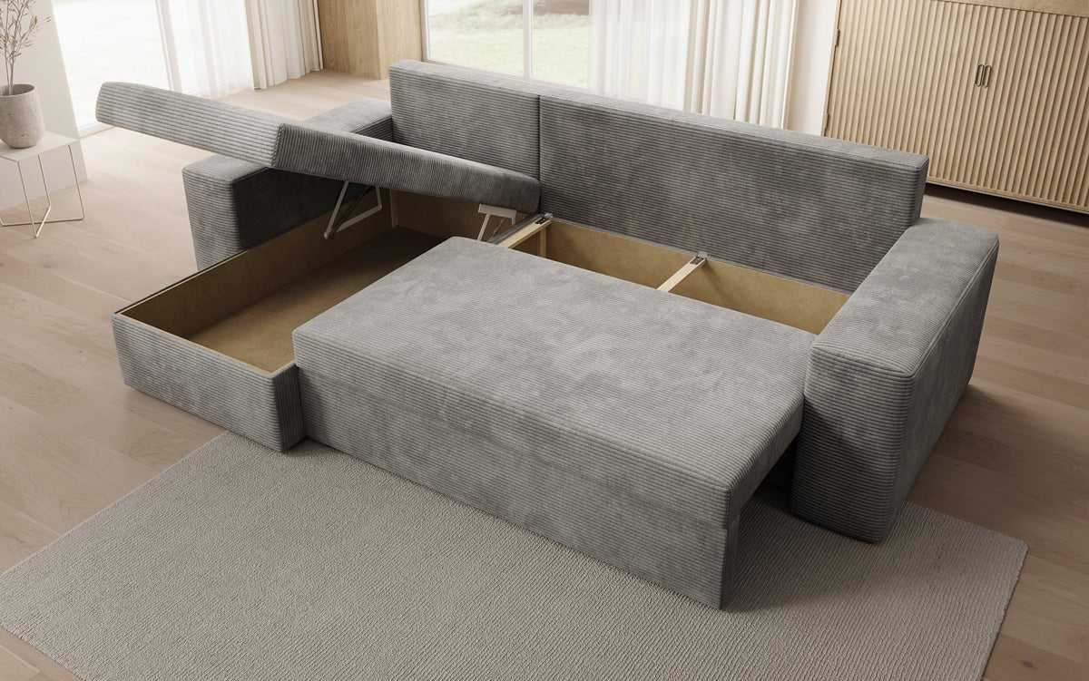 Designer Sofa Denver Cord mit Schlaf- und Klappfunktion