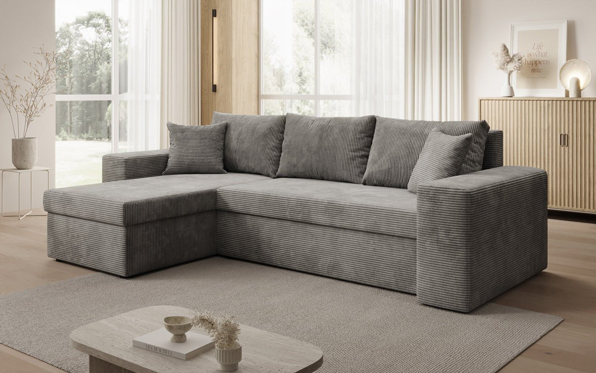 Designer Sofa Denver Cord mit Schlaf- und Klappfunktion