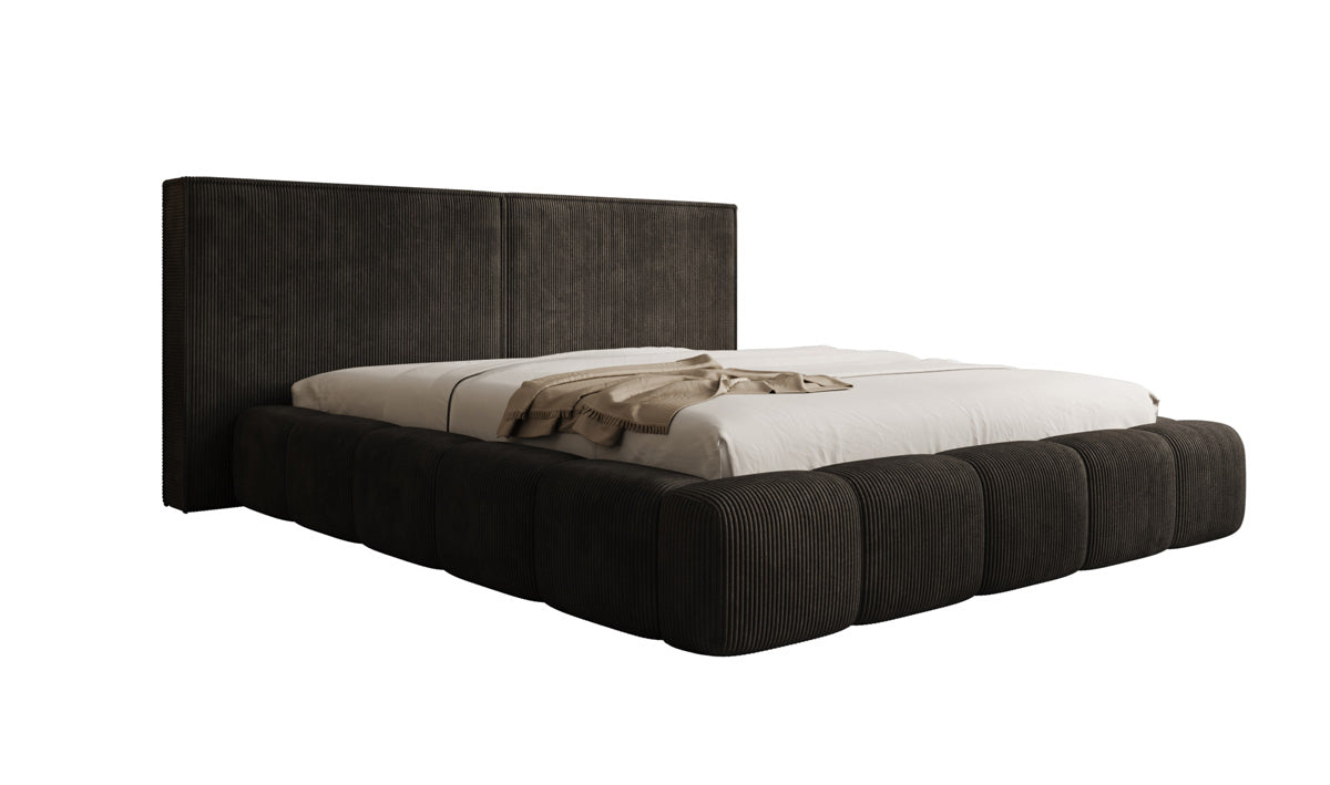 Designer Polsterbett Elise in Cord mit Stauraum