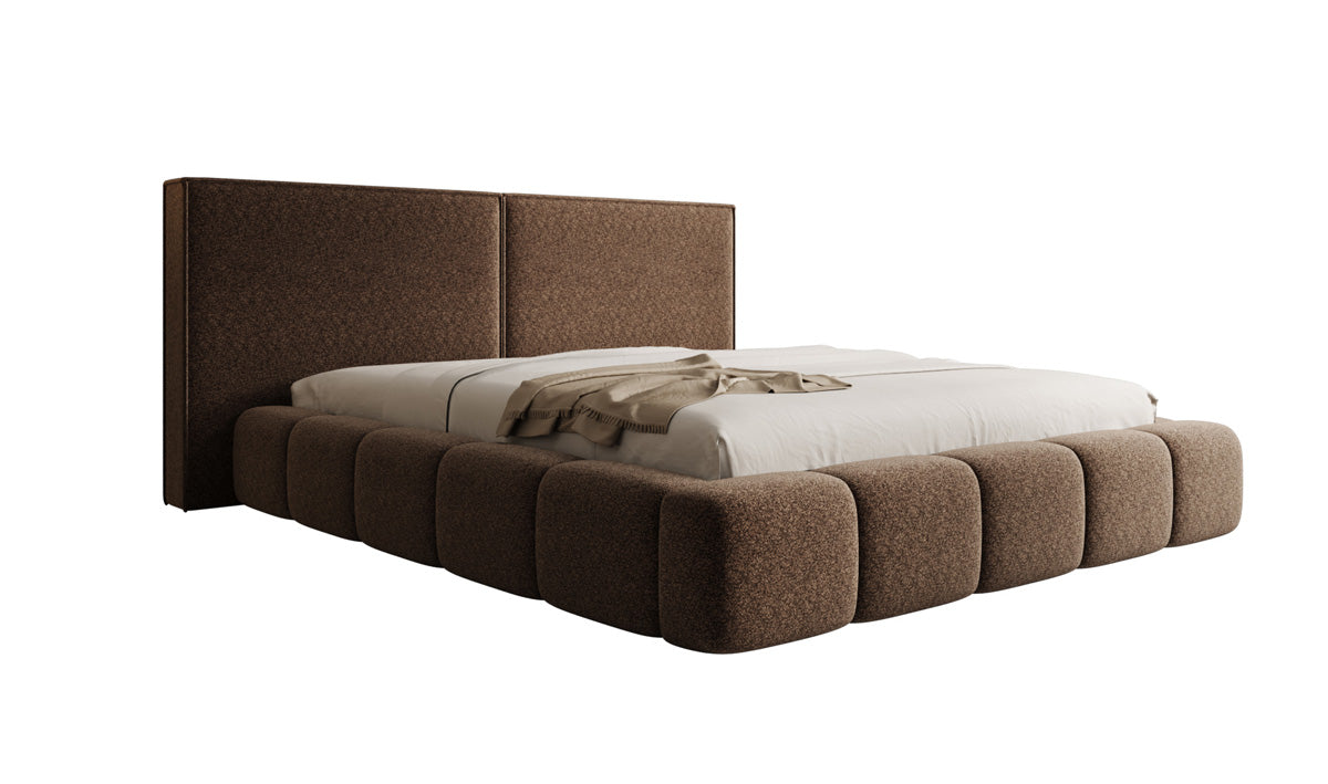 Designer Polsterbett Elise in Strukturstoff mit Stauraum