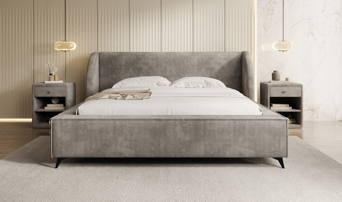 Designer Polsterbett Freya Cord mit Stauraum