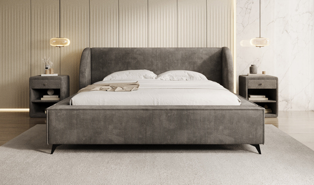 Designer Polsterbett Freya Cord mit Stauraum