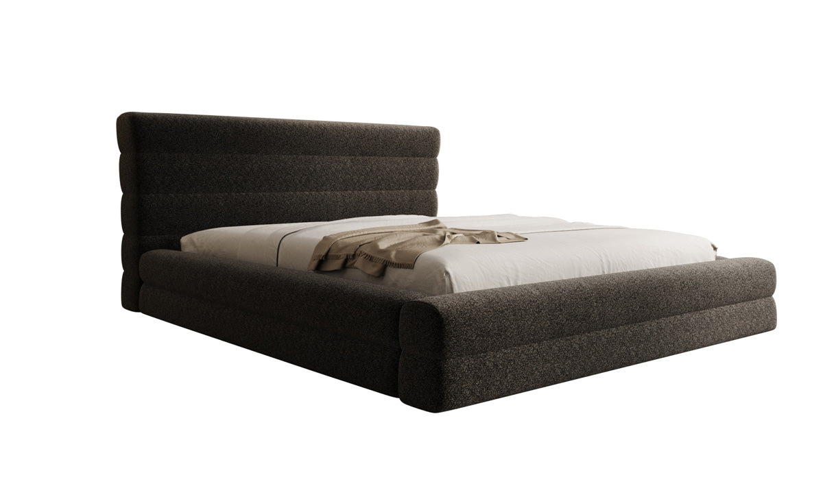 Designer Polsterbett Maren in Strukturstoff mit Stauraum
