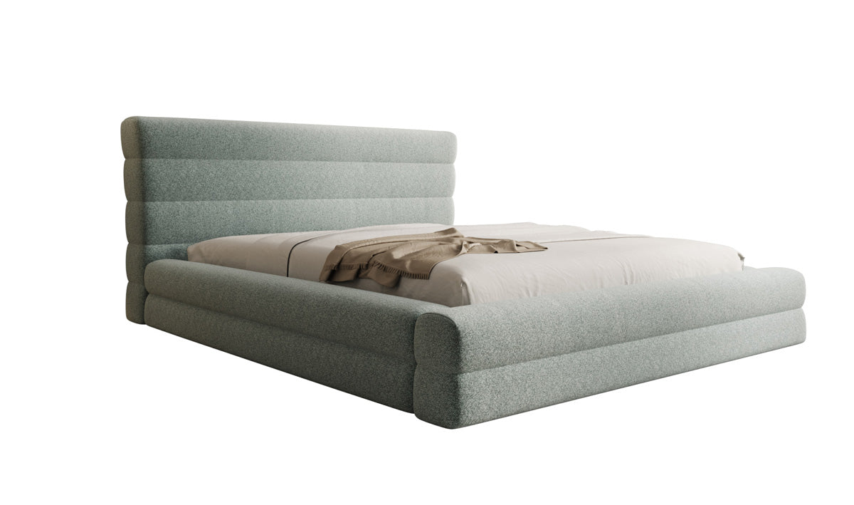 Designer Polsterbett Maren in Strukturstoff mit Stauraum