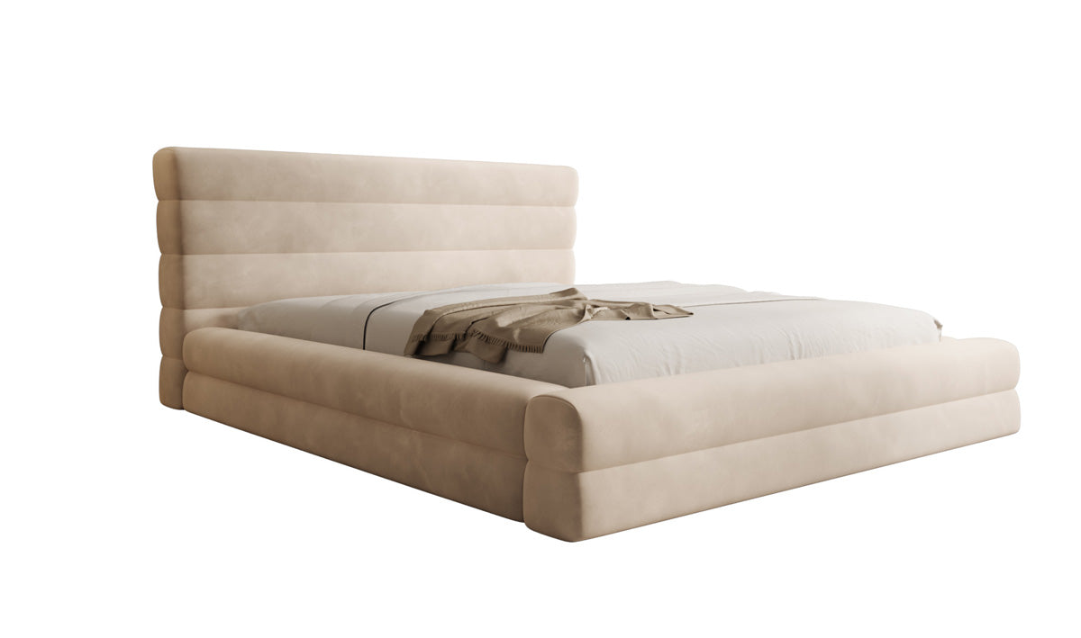Designer Polsterbett Maren in Samt mit Stauraum
