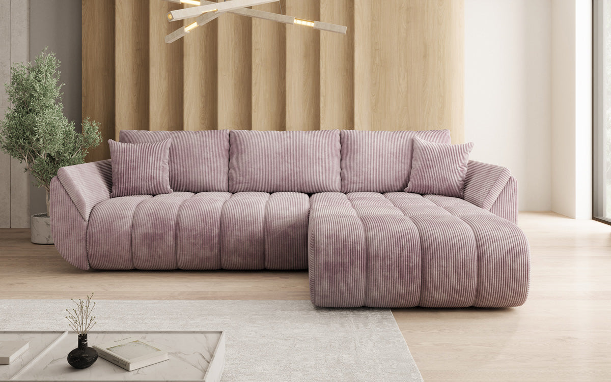 Designer Sofa Lenoa L mit Schlaffunktion und Stauraum in Cord