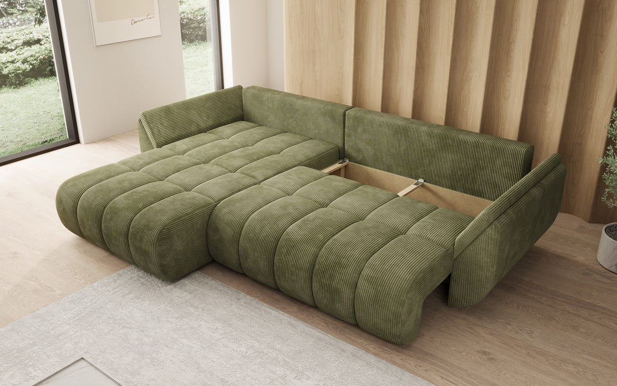 Designer Sofa Lenoa L mit Schlaffunktion und Stauraum in Cord