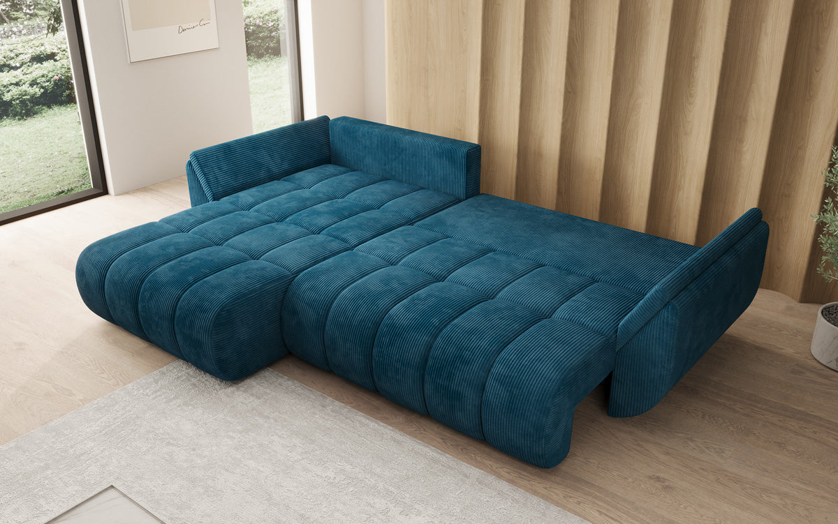Designer Sofa Lenoa L mit Schlaffunktion und Stauraum in Cord