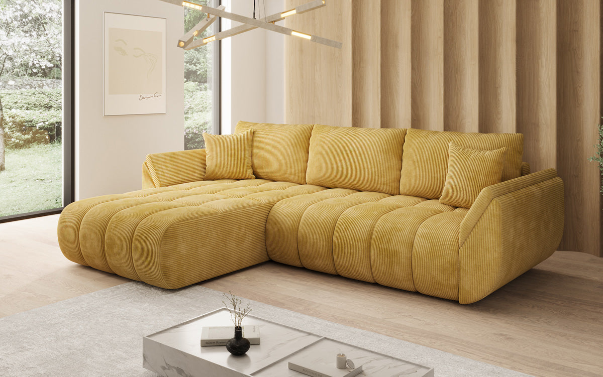 Designer Sofa Lenoa L mit Schlaffunktion und Stauraum in Cord
