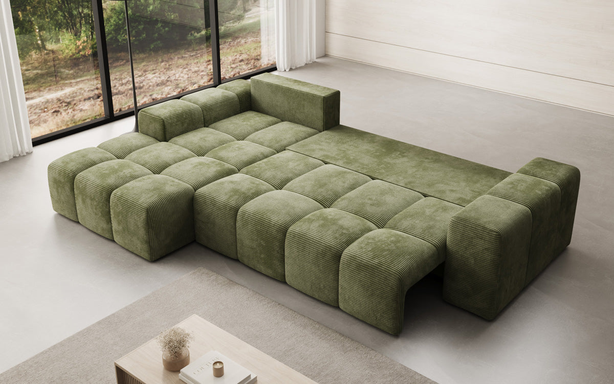 Designer Sofa Aila mit Schlaf- und Klappfunktion in Cord