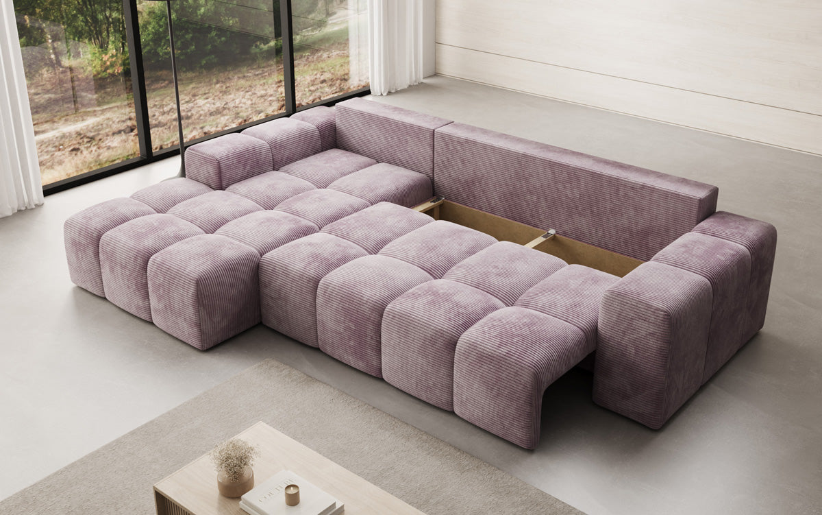 Designer Sofa Aila mit Schlaf- und Klappfunktion in Cord