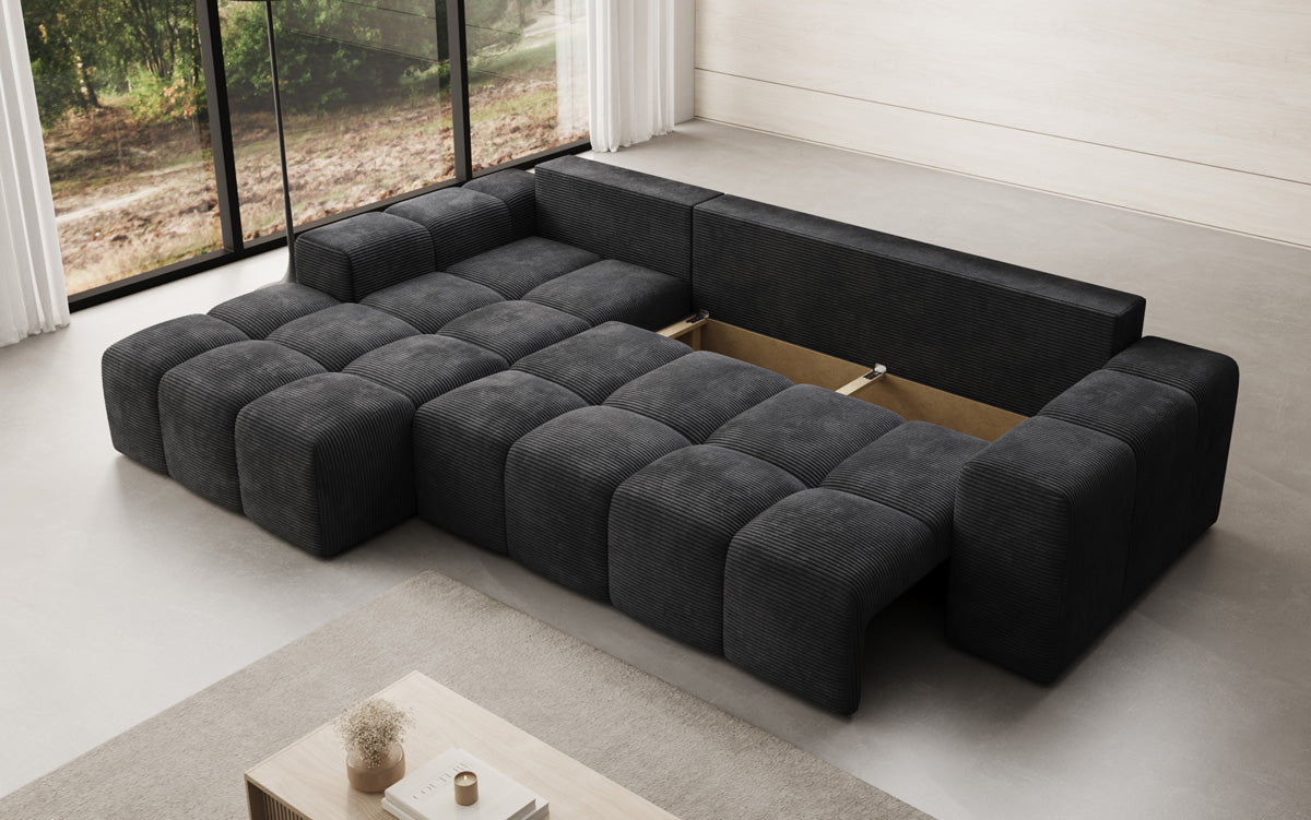 Designer Sofa Aila mit Schlaf- und Klappfunktion in Cord