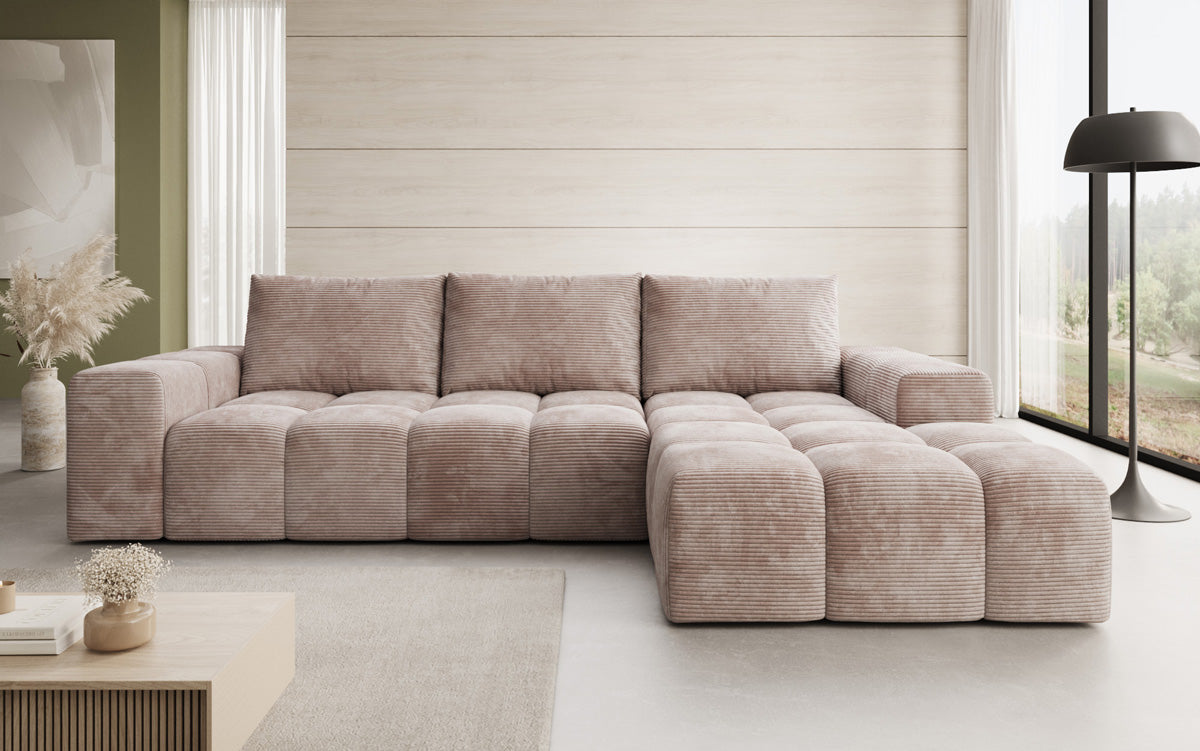 Designer Sofa Aila mit Schlaf- und Klappfunktion in Cord