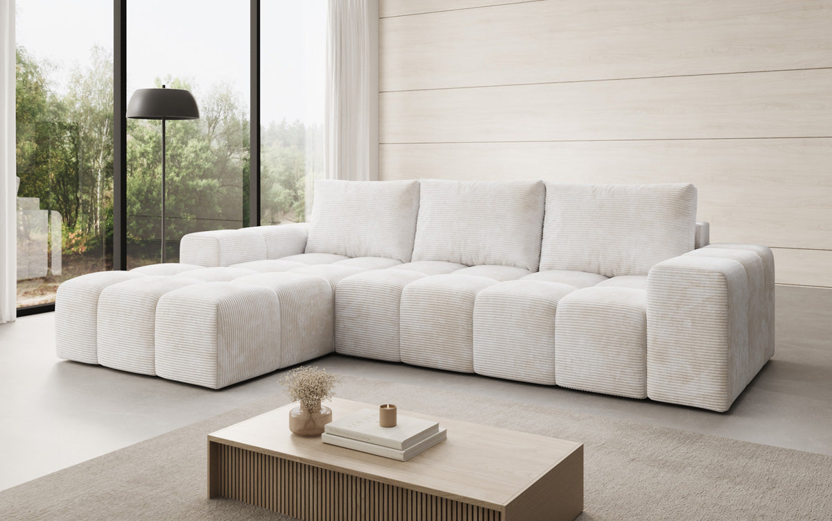 Designer Sofa Aila mit Schlaf- und Klappfunktion in Cord