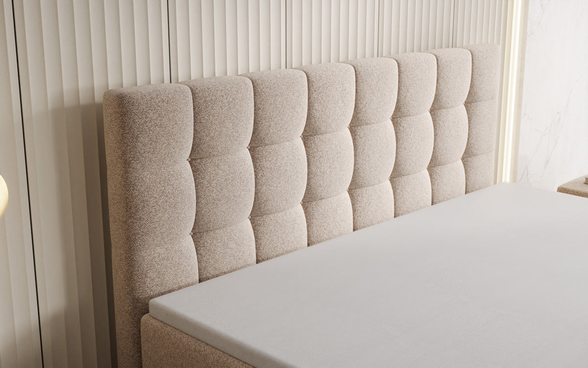 Boxspringbett Grandé in Strukturstoff mit Stauraum