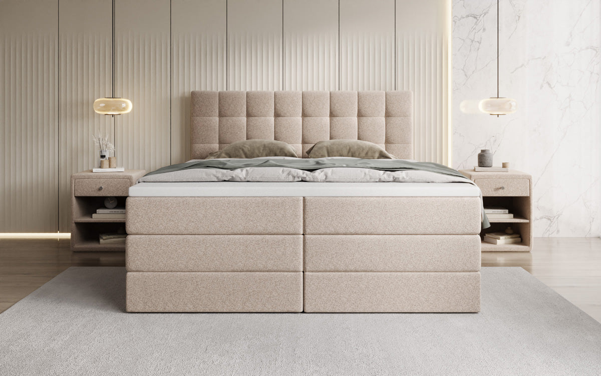 Boxspringbett Grandé in Strukturstoff mit Stauraum