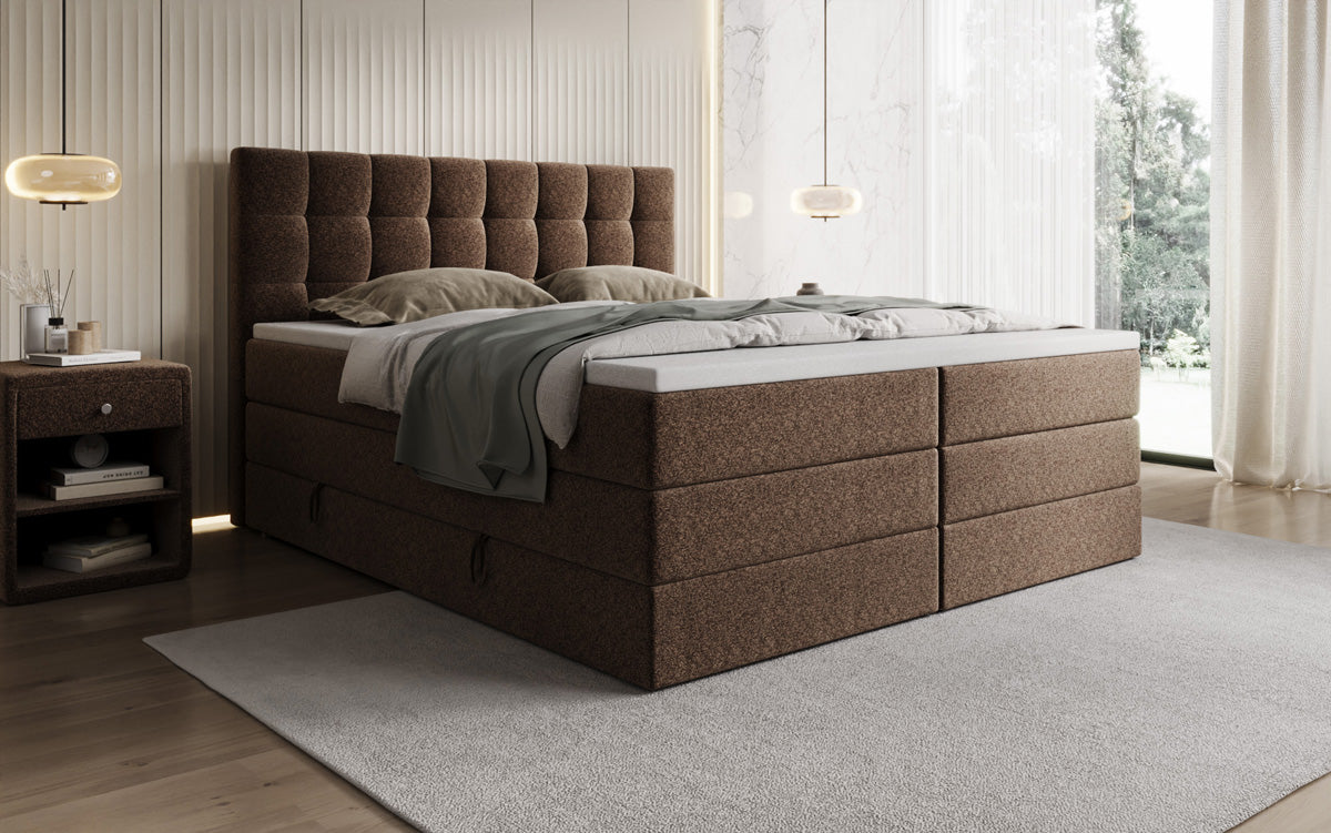 Boxspringbett Grandé in Strukturstoff mit Stauraum