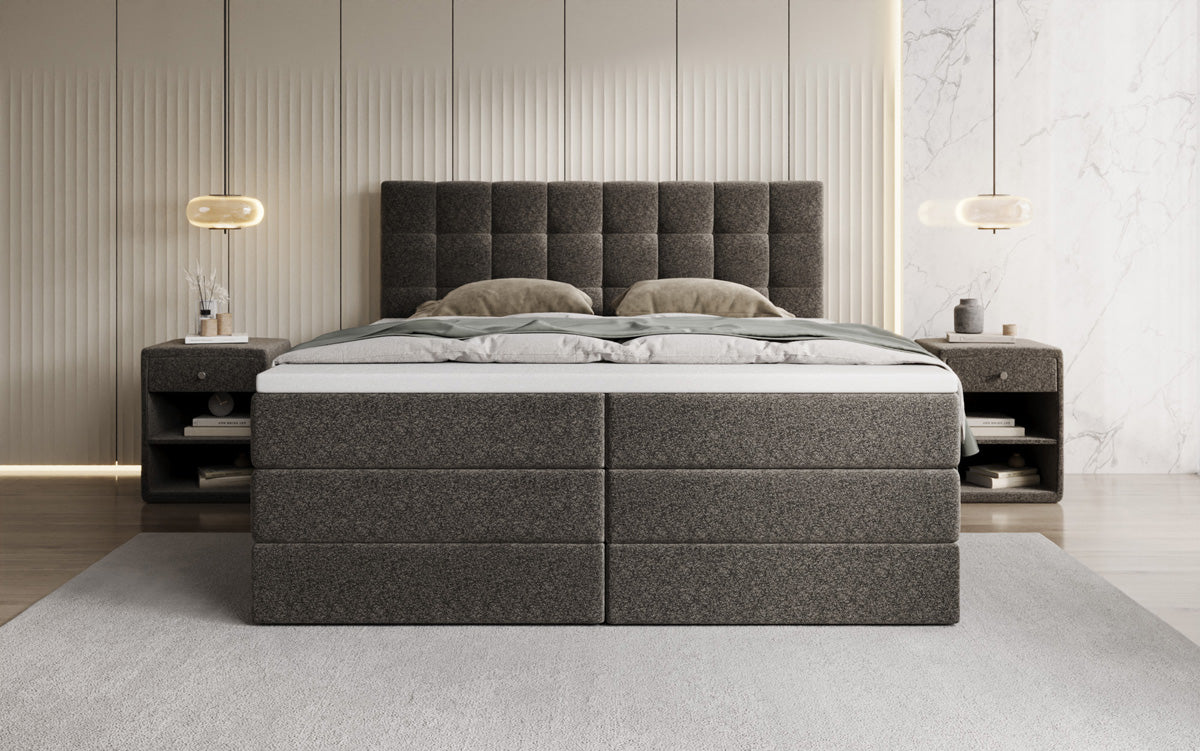 Boxspringbett Grandé in Strukturstoff mit Stauraum
