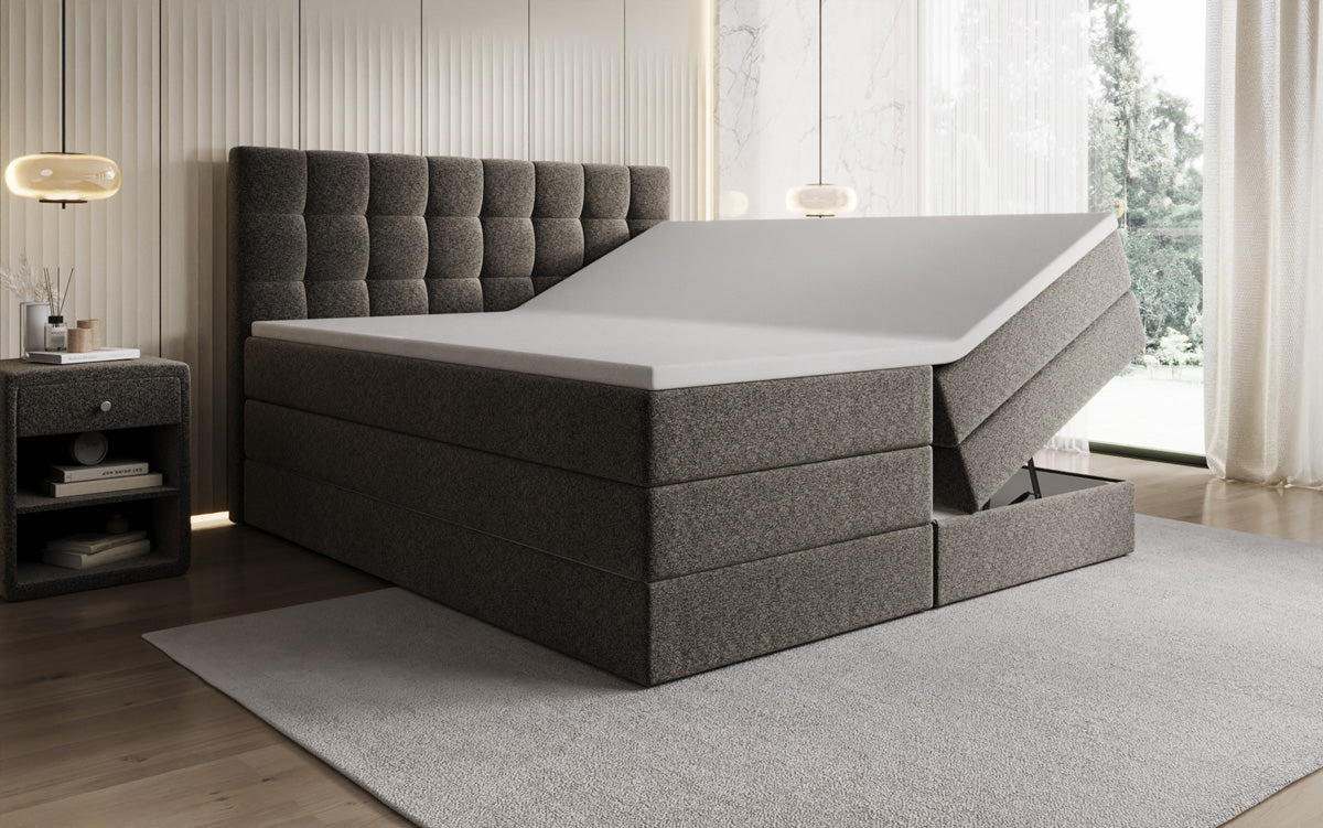Boxspringbett Grandé in Strukturstoff mit Stauraum