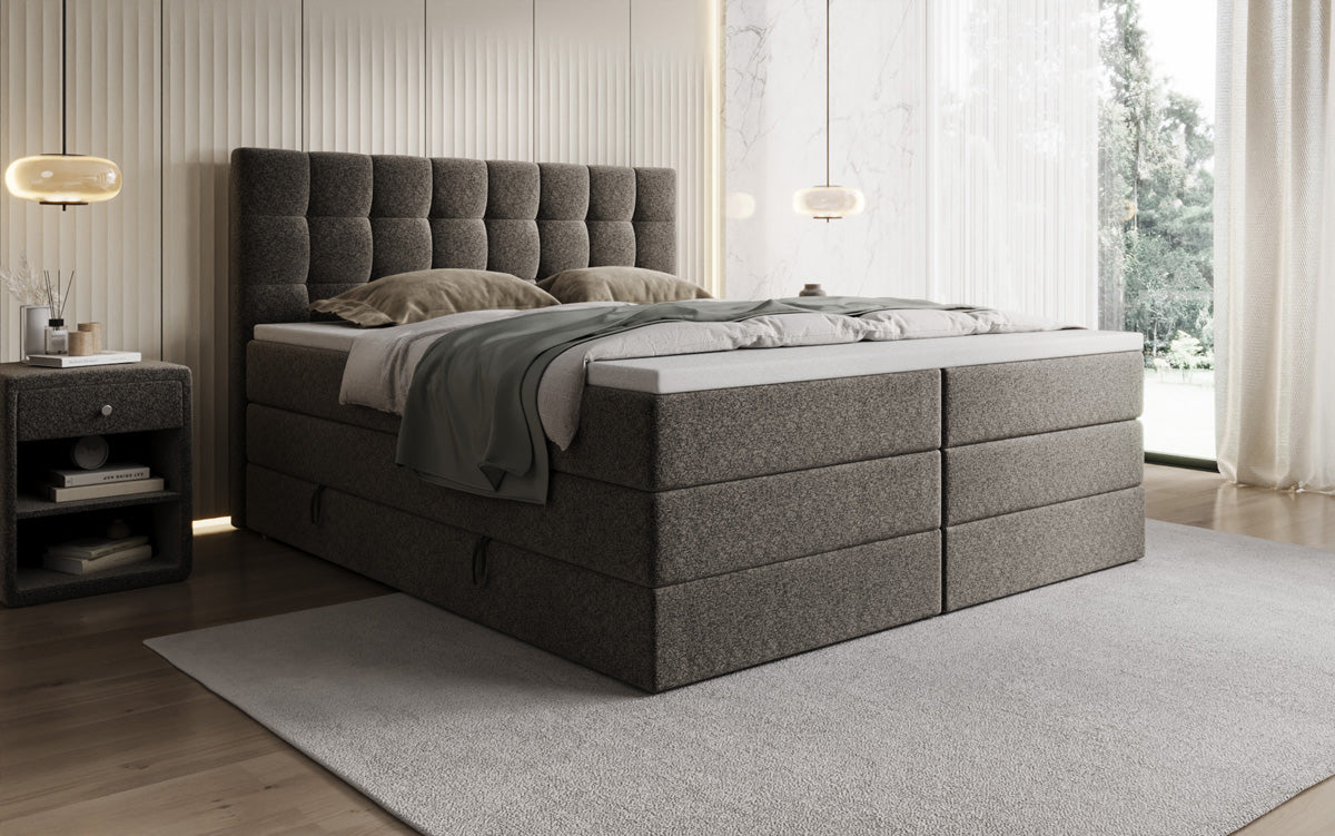 Boxspringbett Grandé in Strukturstoff mit Stauraum